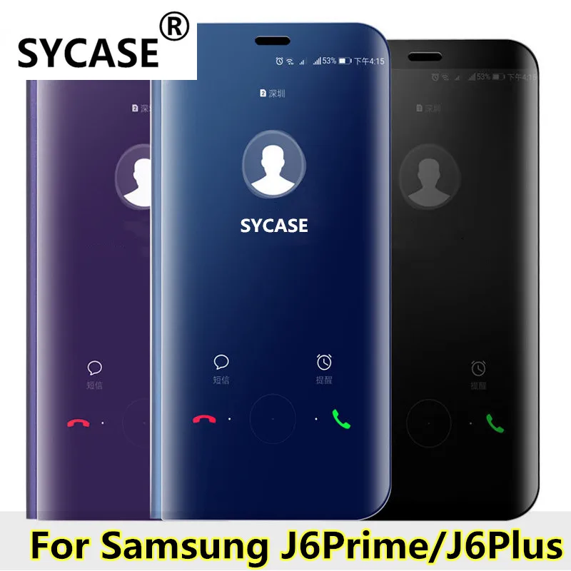 SYCASE роскошный зеркальный умный чехол для samsung J6Prime защитный сна J6Plus | Мобильные