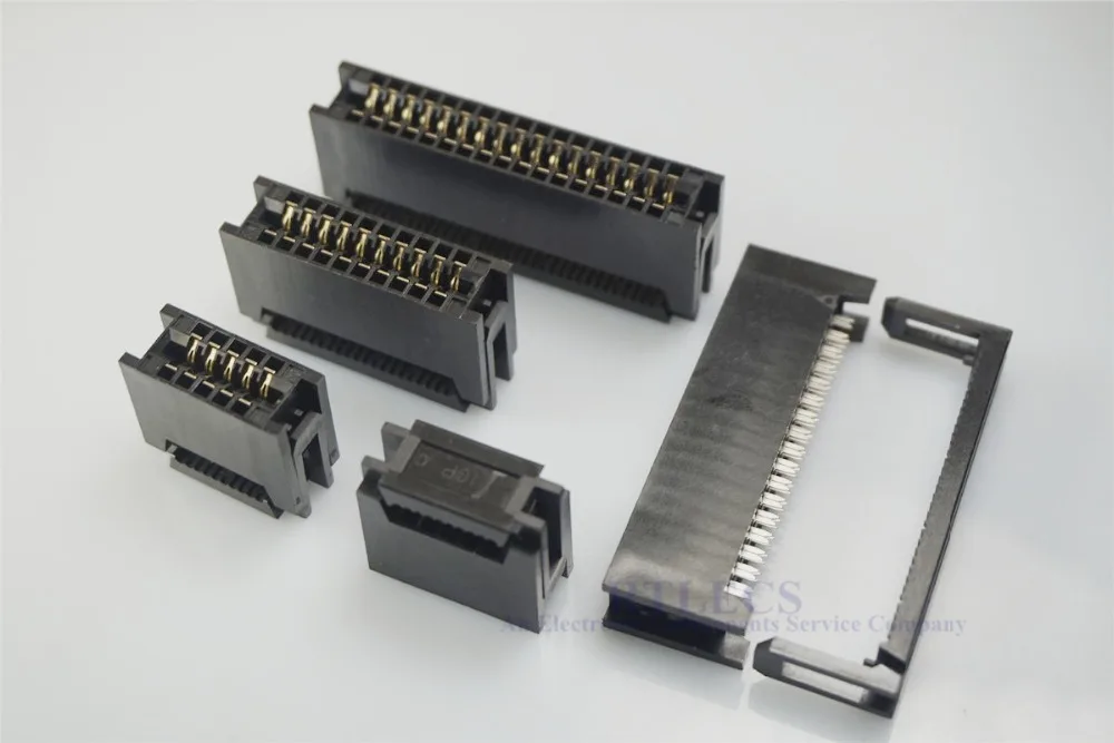 2 pcs IDC Type Card Edge Connector Slot 2.54 mm Pitch 10 14 16 20 24 26 30 34 40 50 60 64 Pin PCB Socket Flat Cable 1.27 mm