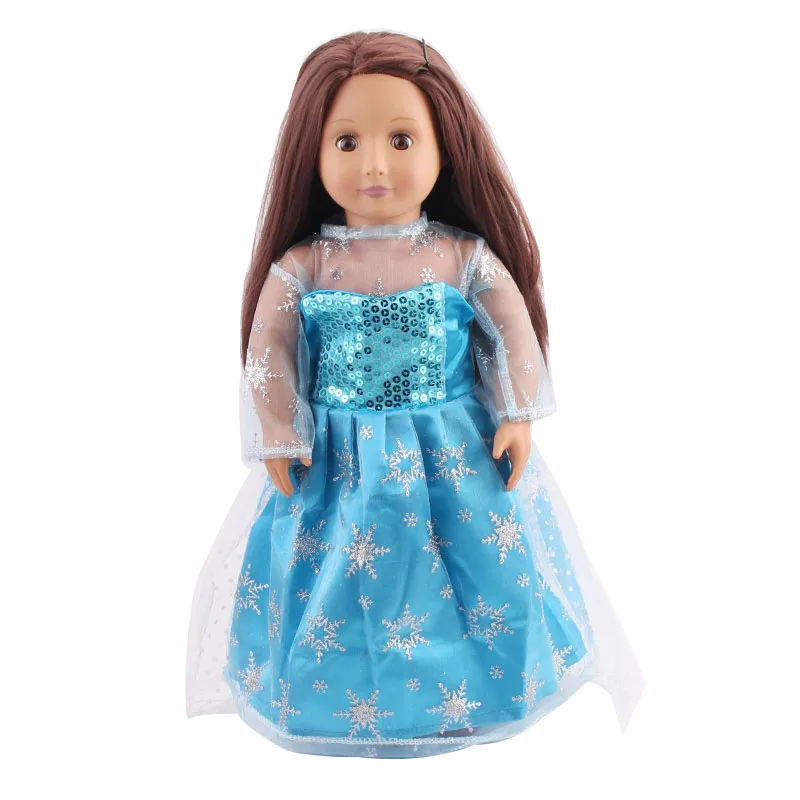 Frozen dress 18 дюймов, с круглым вырезом, для девочек одежда суда костюм колдуньи чехлы-накладки "Принцесса", "Белоснежка", платье принцессы Анны Американский новорожденных юбка Детские игрушки подходит 43 см для ухода за ребенком для мам малышей c76 - Цвет: Frozen dress