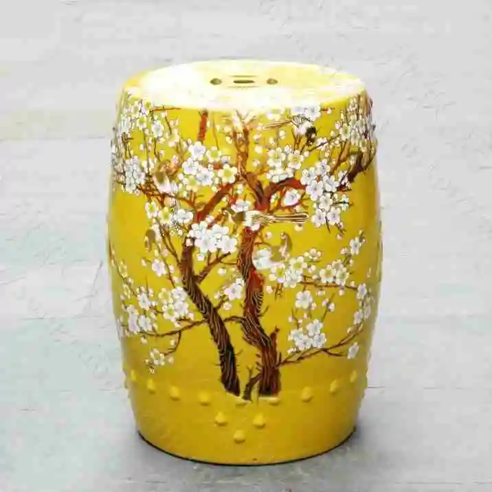 Фарфоровый стул для сада с рисунком цветов сливы глазурованная керамическая