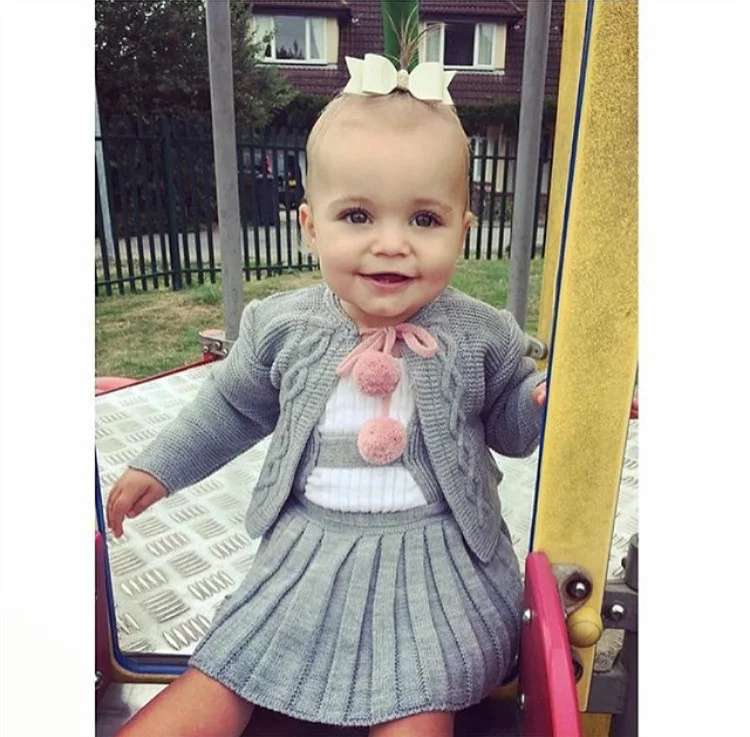 Красивая одежда для маленьких девочек теплый осенне зимний свитер пальто +