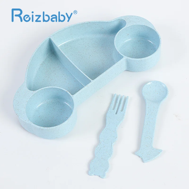 Reizbaby Детская Кормление Набор тарелок с ложкой вилки термостойкие формы