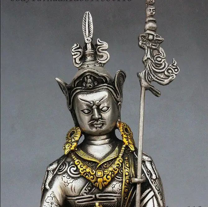 9&quot Tibet Buddhism Silver Gilt Guru Padmasambhava Rinpoche Phurba Dagger Statue | Дом и сад