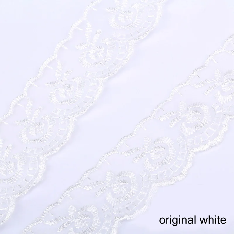 original white DIY вышитая Высококачественная 45 мм кружевная тканевая лента с бантиками 10 ярдов кружево отделка шитье украшение красивое белое кружево - Цвет: original white