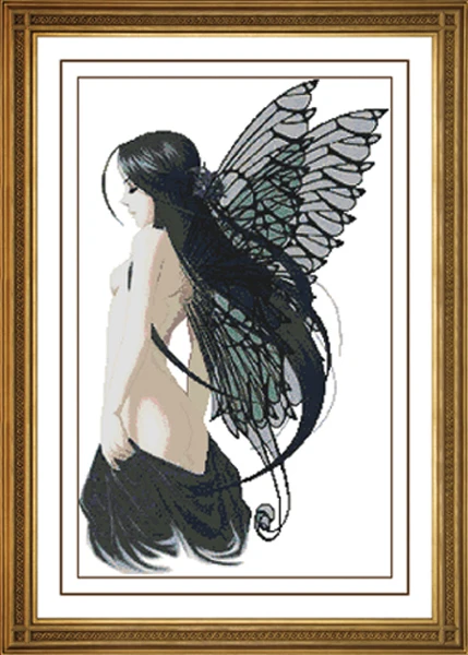 

Black angel girl Needlework Cross stitch kits for Embroidery,Patterns 14CT DIY Handmade counted stitch set threads DIY