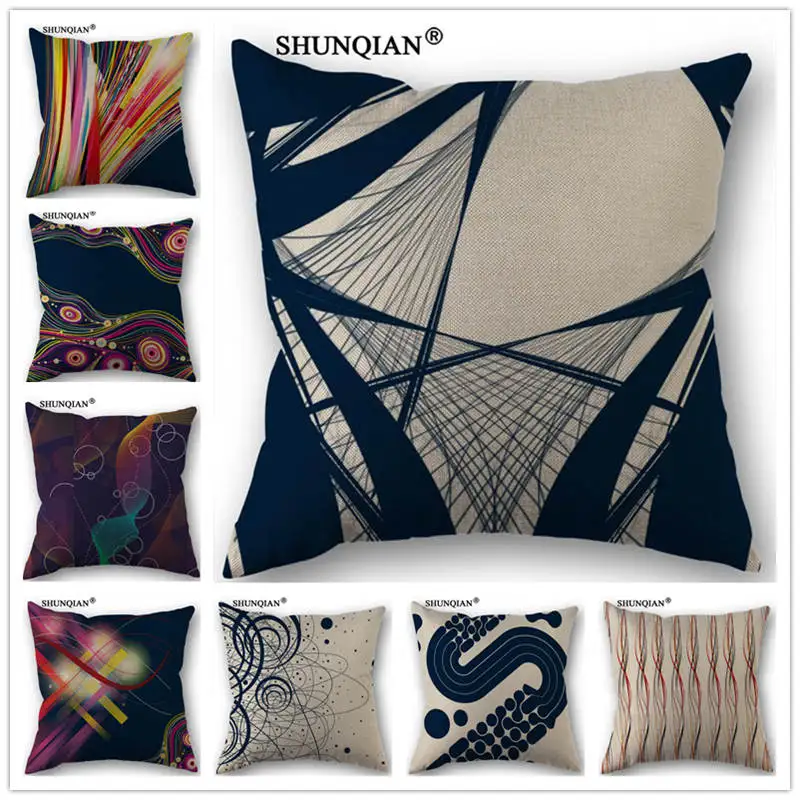 

C4159 Simple style stripes modern pillowcases Custom One Side Pillow Cases Cotton Linen 18X18 Inch Home Textile Pillowcase