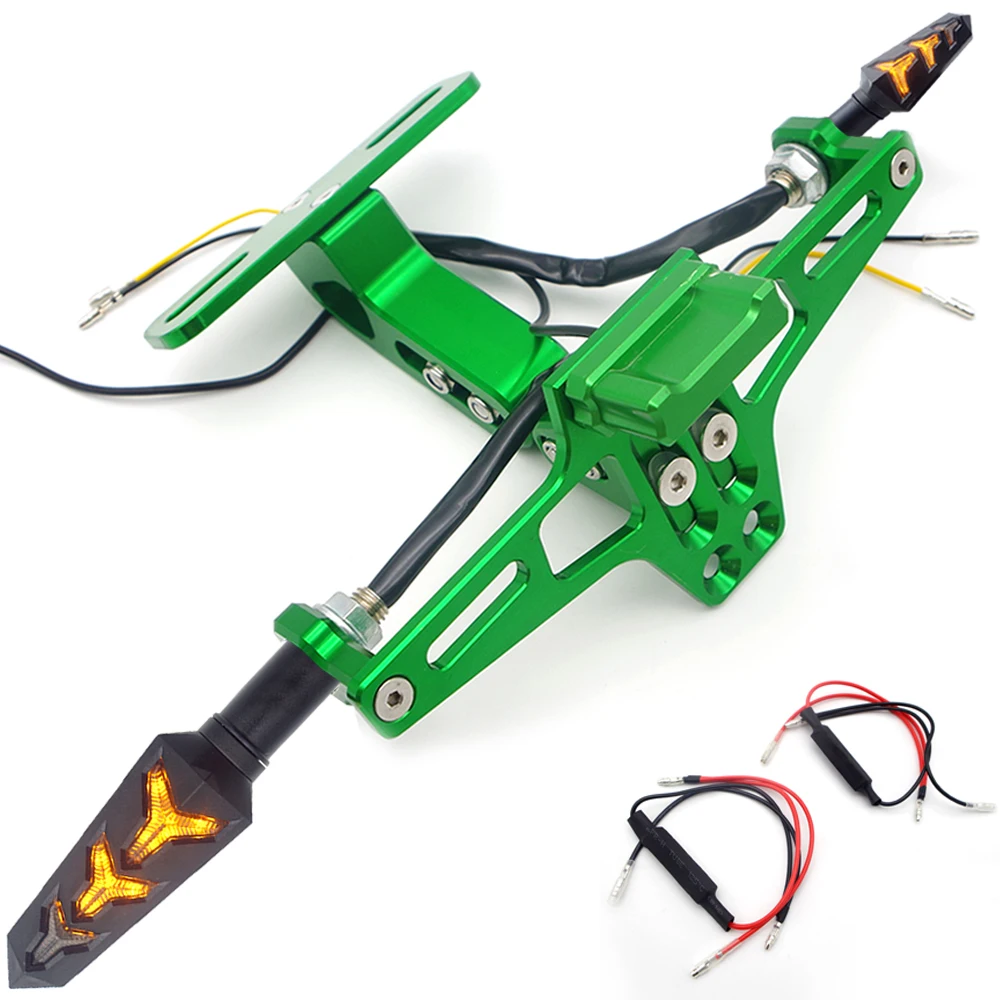 Green 2 decoders Для honda cb125r suzuki burgman honda cbr 250r Suzuki нарушителя yamaha xt660r мотоцикл светодиодный Кронштейн номерного знака держатель CNC - Цвет: Green 2 decoders