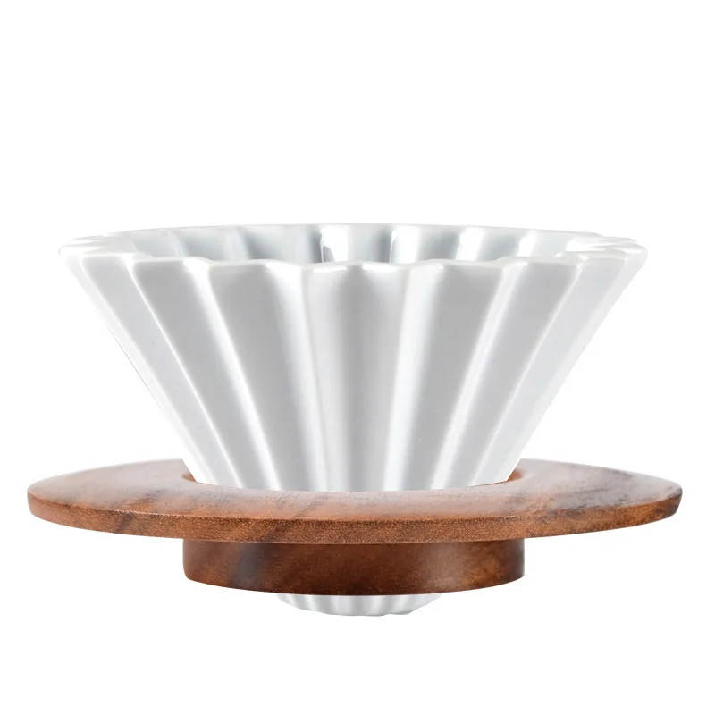 White Керамическая кофейная капельница V60 стиль 1-2 чашки кофе капельный фильтр чашка Перманентный залить над кофеварка с набором кофе инструменты - Цвет: White