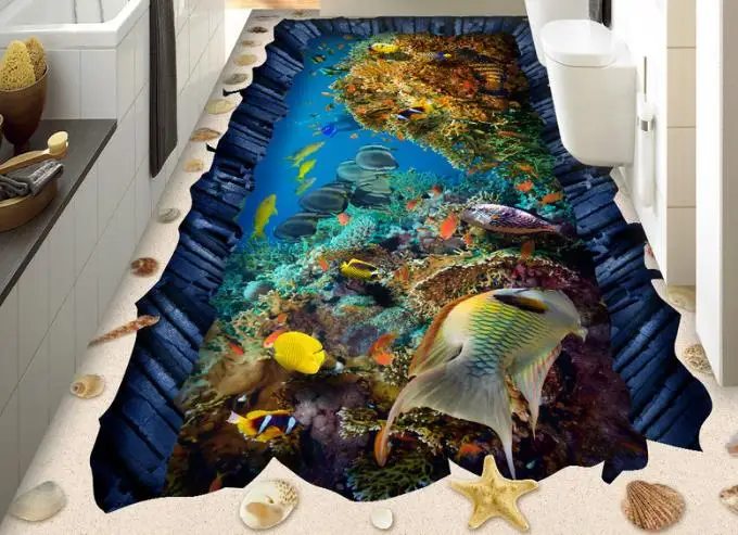Настенные 3D обои рисунок пола под водой ПВХ самоклеящиеся обои|underwater wallpaper|wallpaper