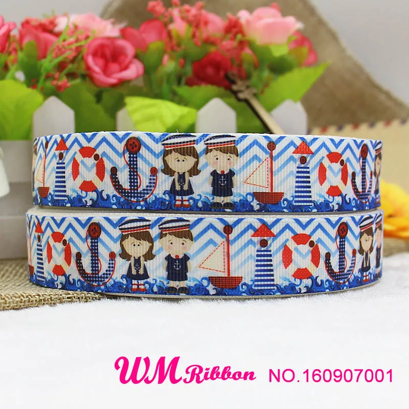 Q& N ленты 7/8 дюймов 22 мм Лодка паруса печатные grosgrain ленты для свадьбы рождественской вечеринки украшения DIY лук ленты для поделок карты
