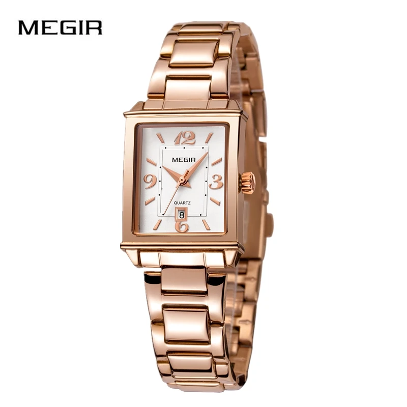MEGIR Top Brand Fashion Women Watches Luxury Rose Gold Watch Stainless Steel Auto Date Ladies Lady Clock Reloj Mujer | Наручные часы