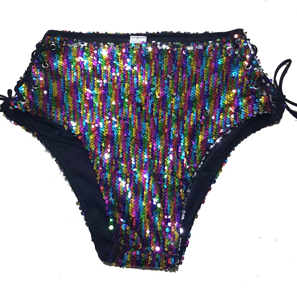 Летняя голографическая одежда fesвальный Рейв EDC шорты с высокой талией и