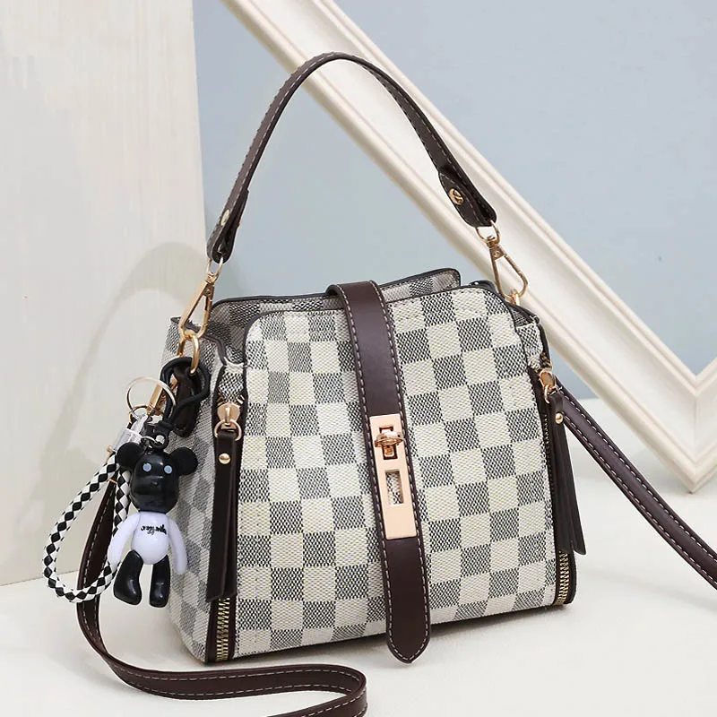 INS новая сумка женская сумка Boho Sac сумки с верхней ручкой Майкл Твердая Сумка через плечо из искусственной кожи для женщин Bolsa Feminina - Цвет: Beige-lattice