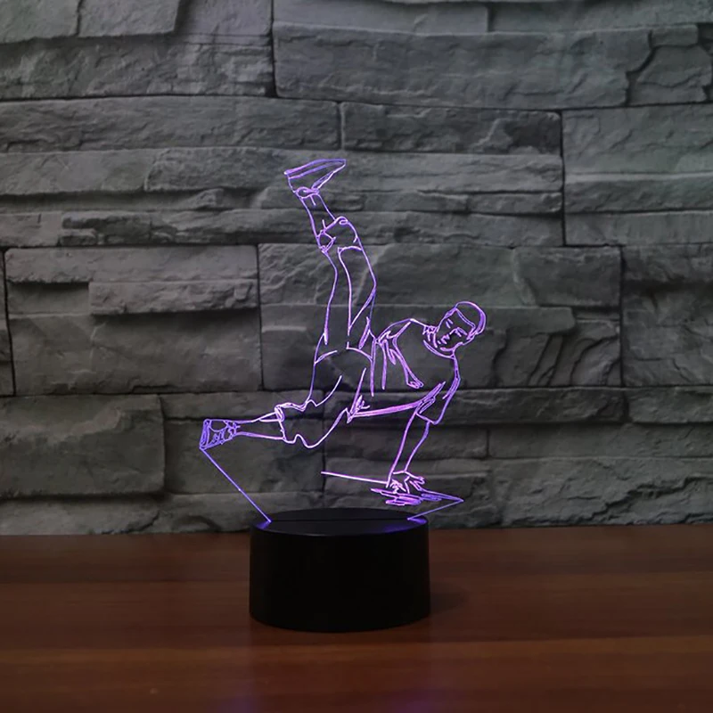 Hip-Hop Boy 3D Lamp 7 Color-Changing Atmosphere Night Lights LED Dancer Table Gifts Bedside Sleep Lighting Bedroom Decor | Лампы и