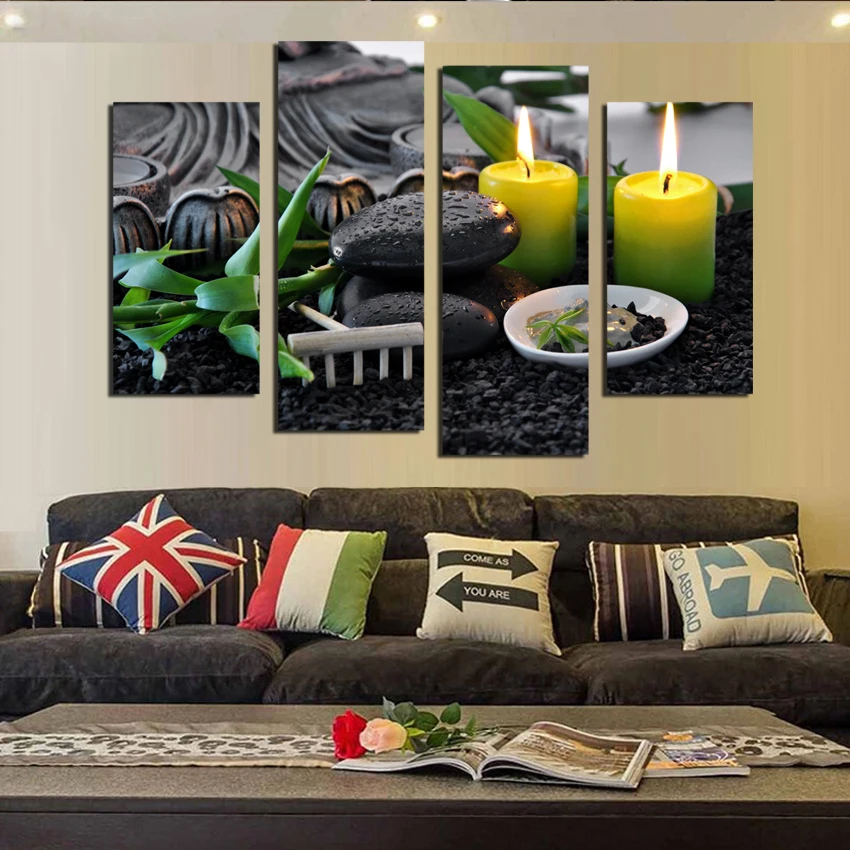 

4 pieces canvas wall art picture painting Mordern decoration home canvas Prints Candle For Home Decor picture F1821