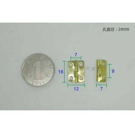 

100pcs High Quality brass 12*16*0.5mm 4 Hole Mini Door Hinges/Gift box hinge