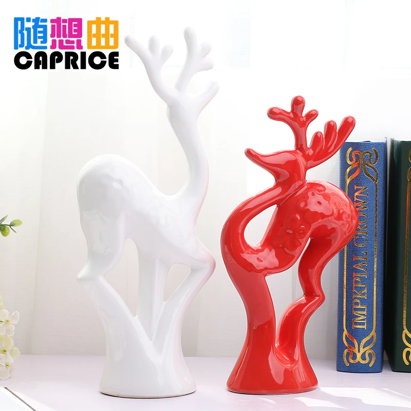 

Jingdezhen декоративное керамическое украшение для украшения дома, гостиной, красный олень, подарок на свадьбу