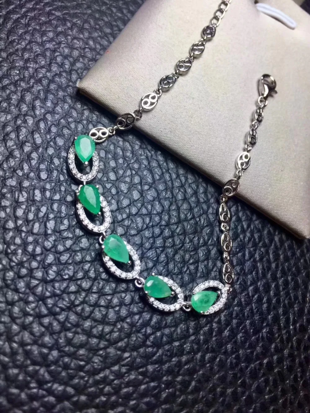 

Natural green emerald Fashion grace Water drops Bracelet Natural gemstone Bracelet S925 silver girl women party gift Jewelery
