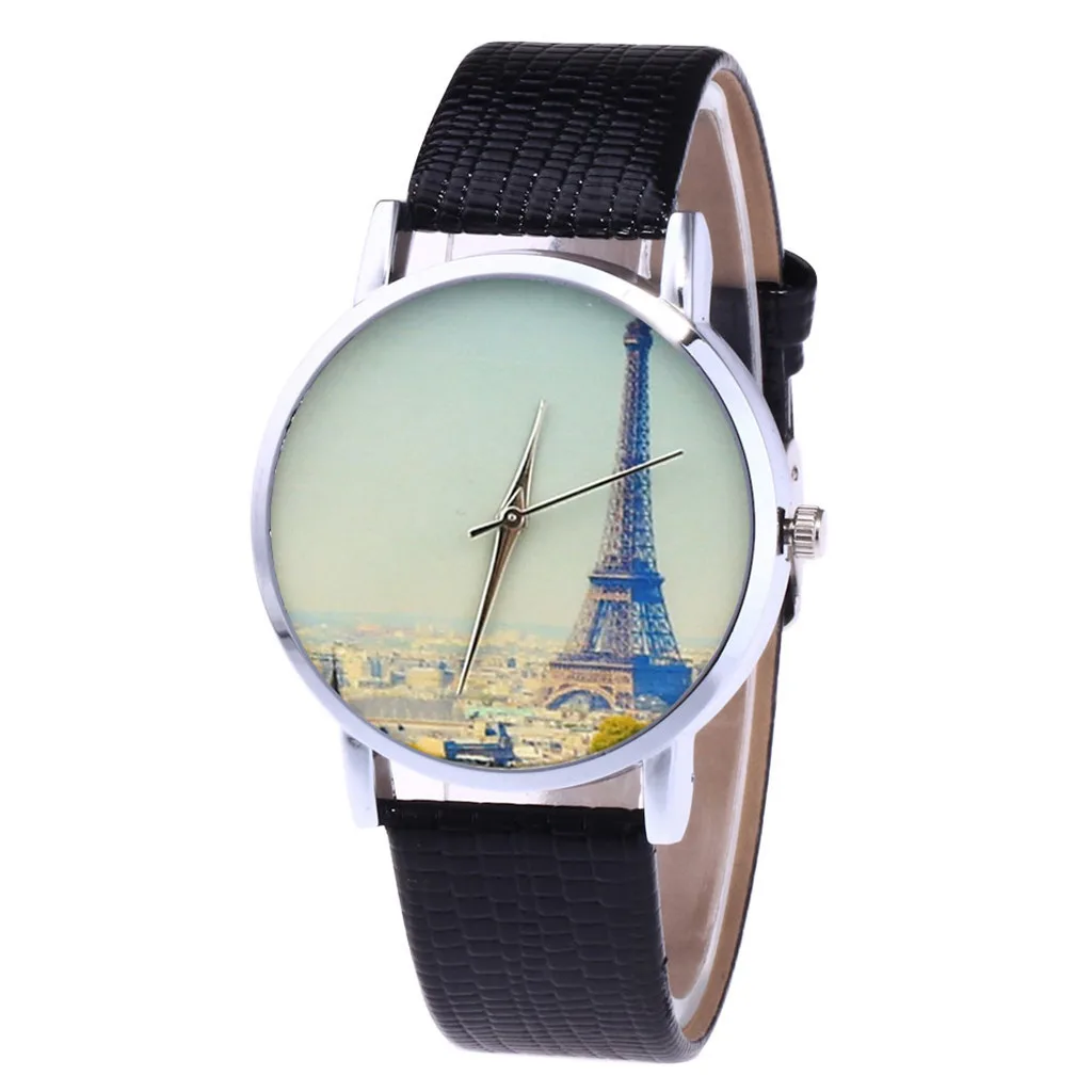 Чжоу lianfa модные женские часы креативные кожаные кварцевые Торре Эйфелева Пара