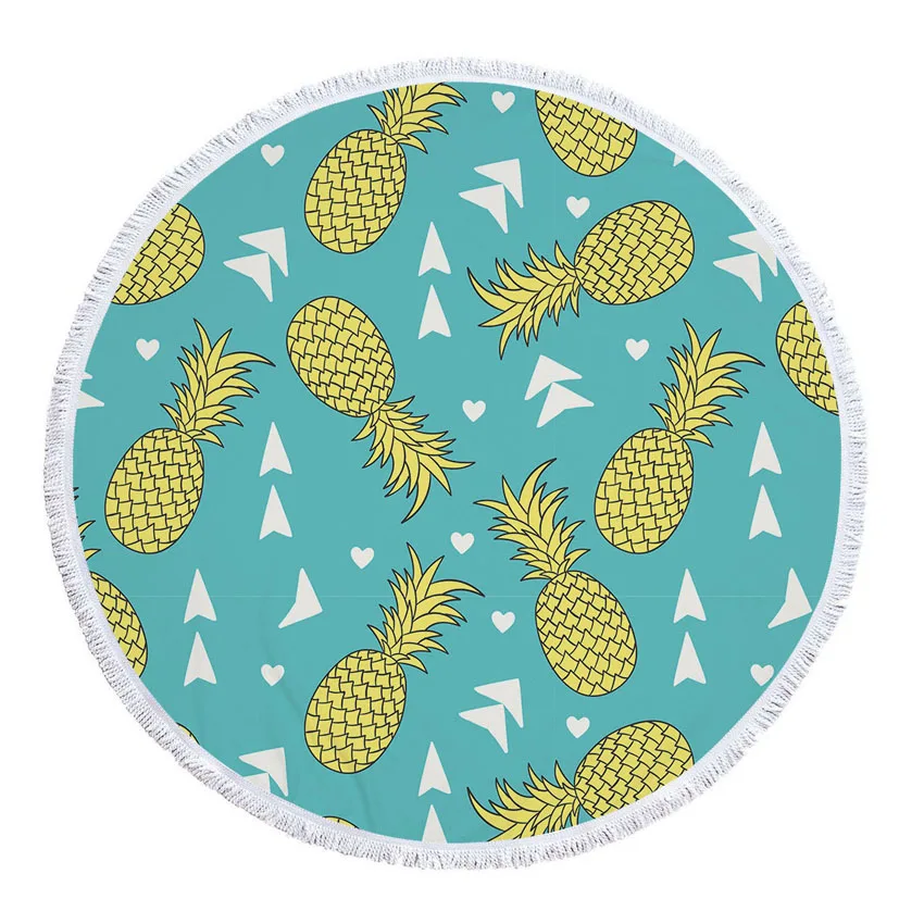 Pattern 10 Круглое пляжное полотенце из толстой микрофибры с рисунком ананаса для душа, банное полотенце s, летний круглый коврик для йоги с кисточками - Цвет: Pattern 10