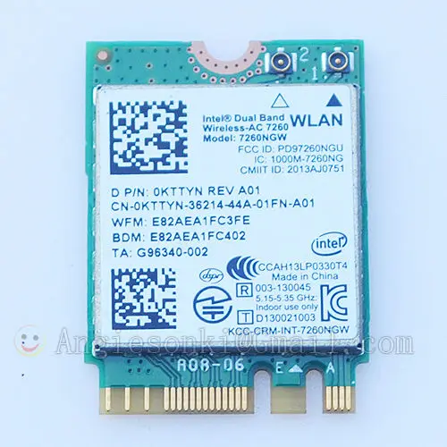Беспроводная мини карта WLAN AC 7260 802.11AC NGFF/M.2 Wi Fi + Bluetooth BT 4 0 867 Мбит/с для dell Sony Intel 7260NGW