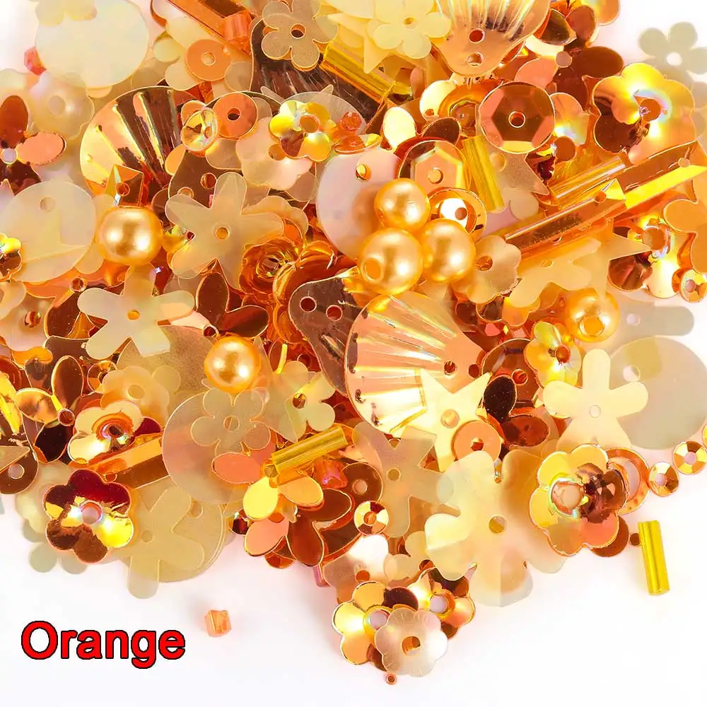 orange Мода Сделай Сам блестки ремесло микс Звезда цветок оболочка лист формы шитье блестка жемчуг стеклянный бисер DIY Одежда швейная ткань - Цвет: orange