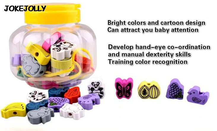 26 шт./лот деревянные игрушки Мультяшные животные фруктовые блоки нарезные шарики