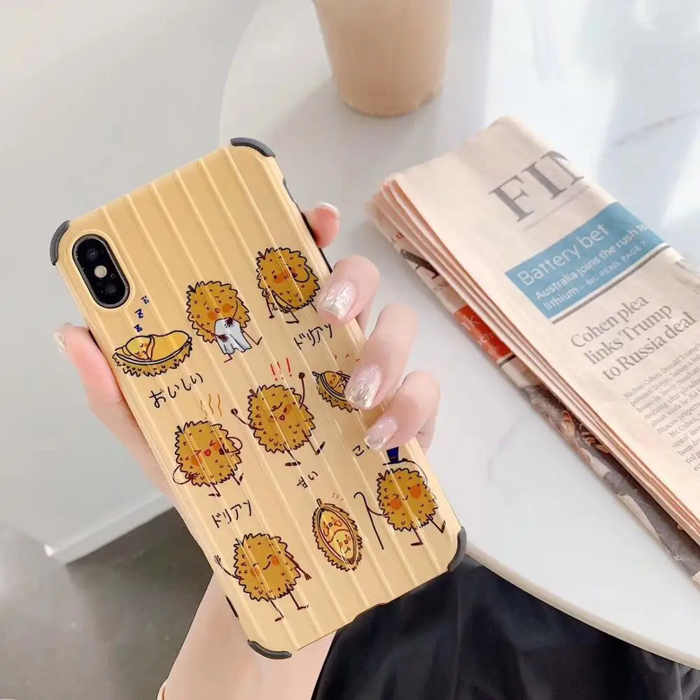 ORYKSZ 3D Lovely Fruit Durian Silicon Case For iphone XR X XS Max Cover iPhone 6 6S 7 8 Plus Fashion Shockproof Phone Cases |