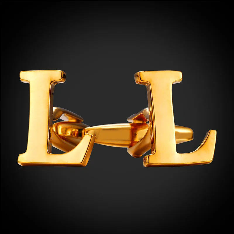 Запонки пуговицы с буквами L для мужчин Высокое качество Золотой цвет