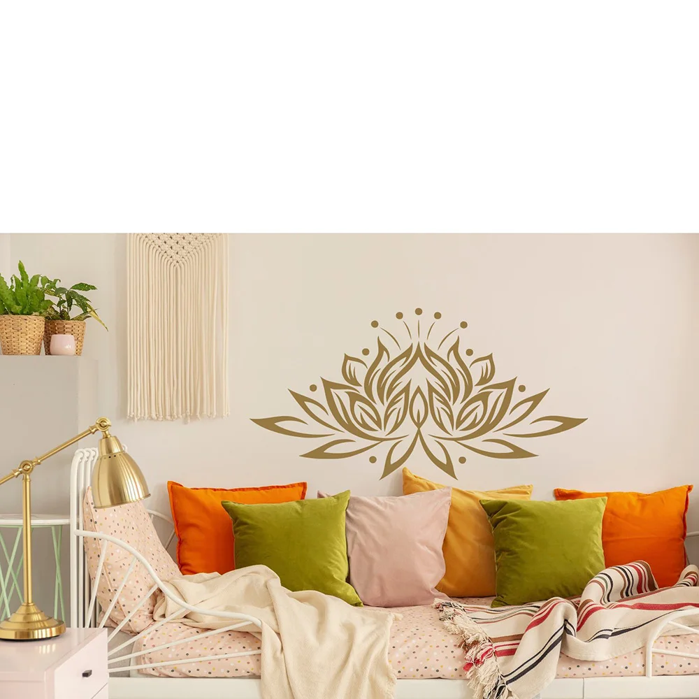 Цветок лотоса Наклейка на стену Наклейка Йога подарок богемный Декор Йога украшение студии уютный Декор для спальни Наклейки Бохо стикер на стену G258