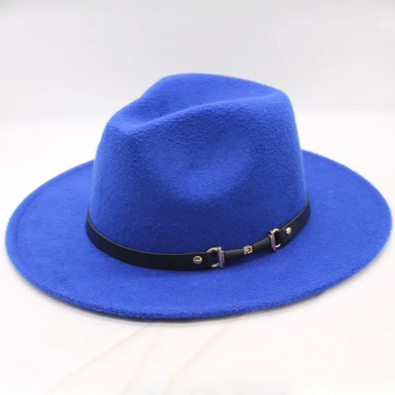 Royal blue Chapeu Feutre Дизайнерская Женская Шляпа Fedora Для Laday с широкими полями Sombreros, джазовая церковная Кепка, Панама, Шляпа Fedora - Цвет: Royal blue