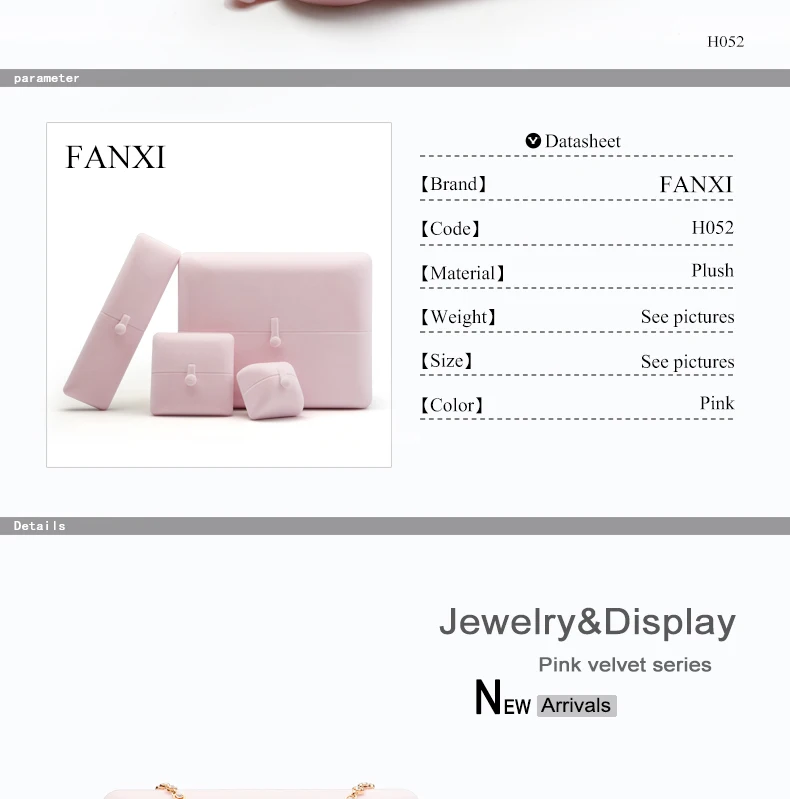 FANXI розовый бархат ювелирные изделия Подарочная коробка Кольцо Кулон ожерелье браслет Длинная цепочка Дисплей Коробка для хранения Упаковка Свадебная вечеринка витрина