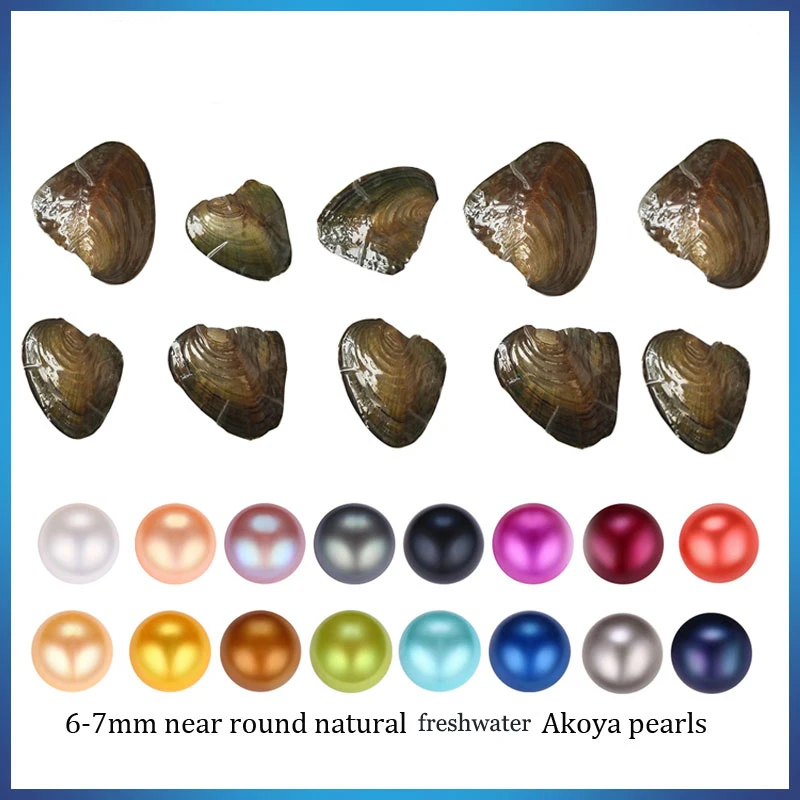 

New Jewelry Shell Wish Pearl Oyster Vacuum-packed 6-8mm 27 color mixing/Round Natural Real Pearls in Oyster Pearls