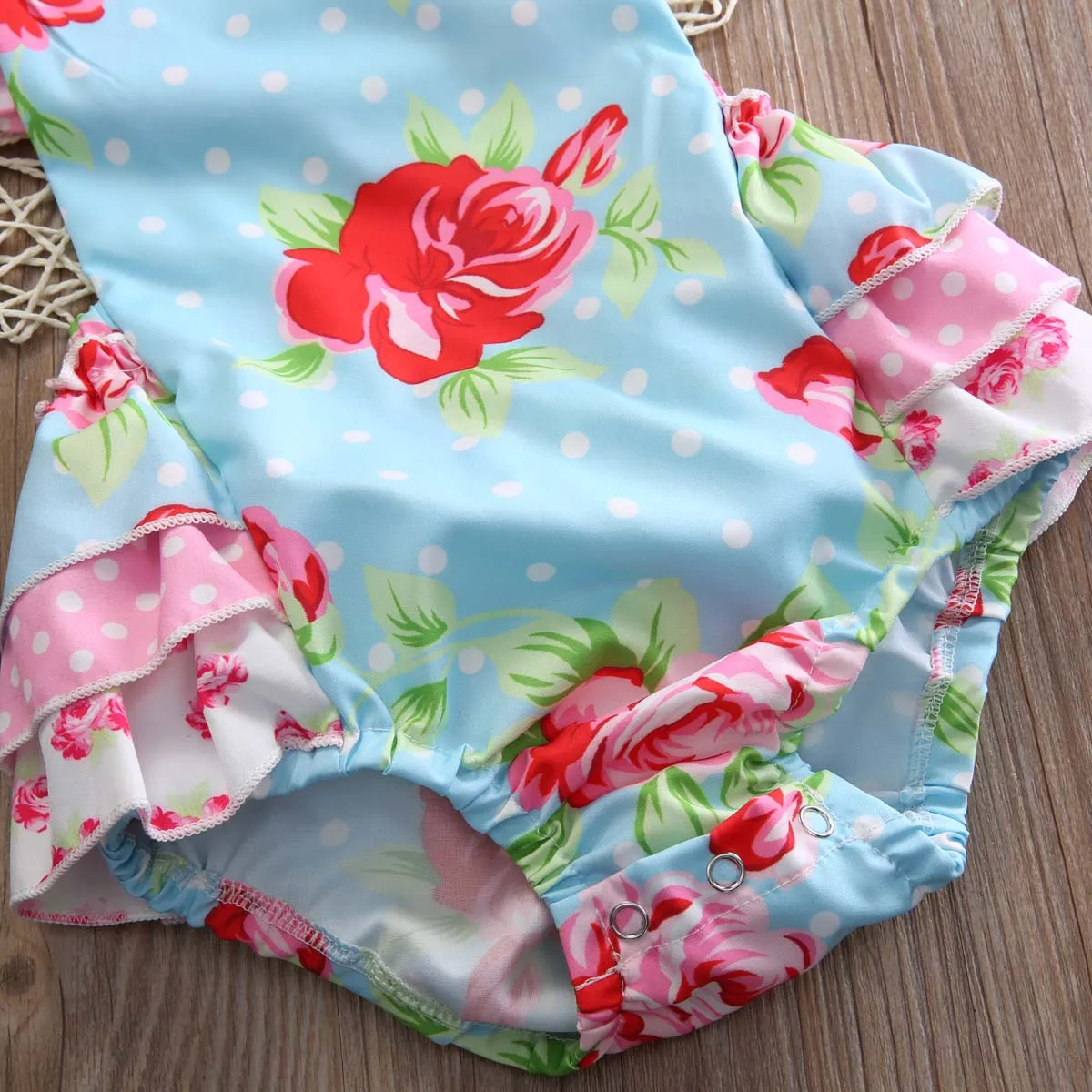 Лето 2017 комбинезон с цветочным принтом для новорожденных и маленьких девочек