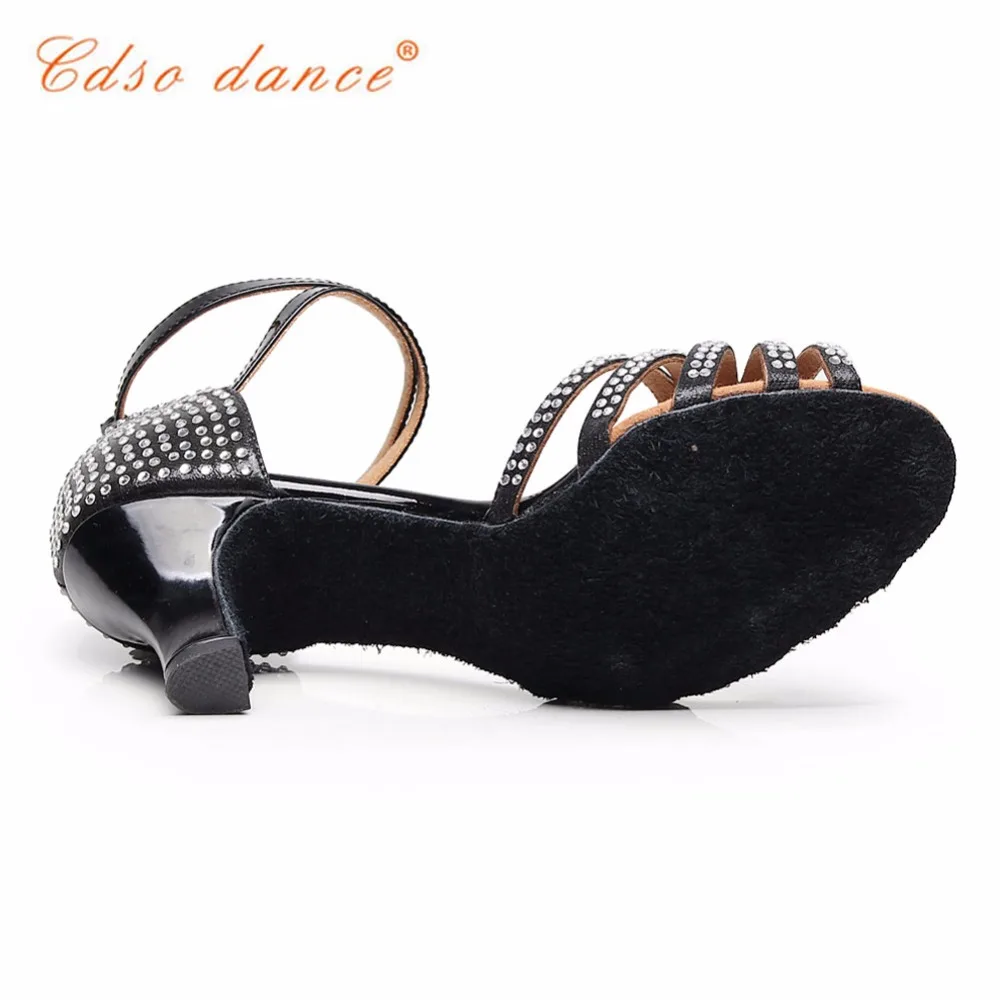 Cdso dance 10316 черная танцевальная обувь из искусственной кожи со стразами для