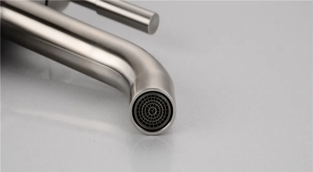 Free shipping Lead free SUS304 stainless steel basin sink mixer tap with deck mounted brushed bathroom water | Обустройство дома
