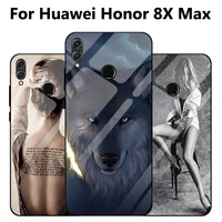 for huawei honor 8x max case sex wolf girl style tempered glass silicone frame glass hard back cover honor8x max shell cases