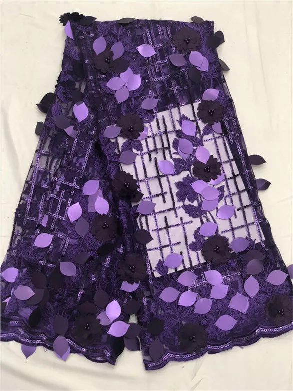 Кружевная ткань с объемными цветочными бусинами африканская Тюлевая сетчатая