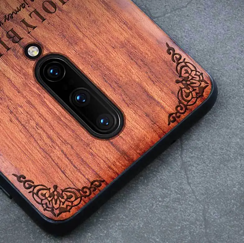 Чехол с натуральным деревом для Oneplus 7 &amp Pro 1 + узор лазерной гравировки деревянный