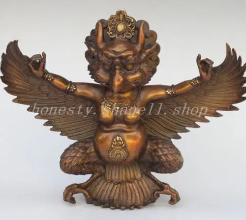 

Elaborate Chinese Tibetan Buddhism dapeng wang Ming harpies copper sculpture