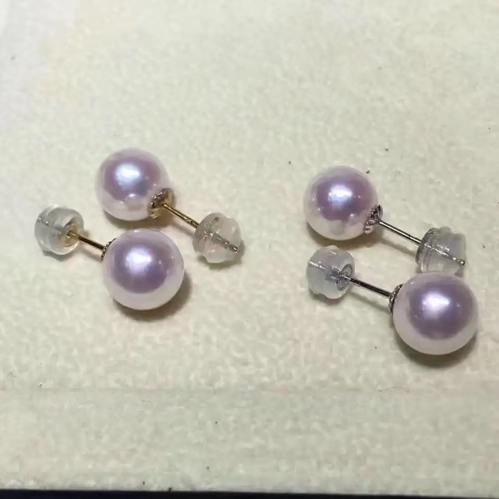 

1 pair of AAA++ 9-10mm round south sea white pearl earring 18 white gold