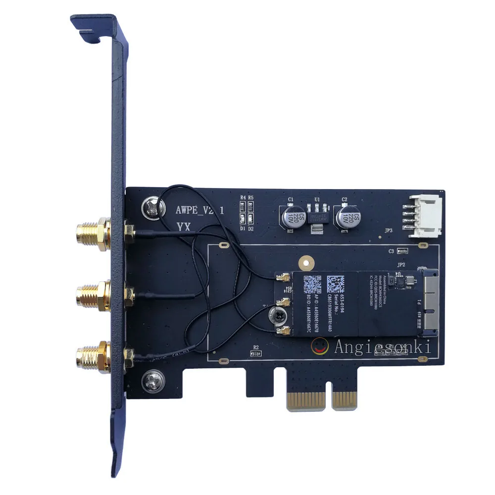 

BCM94331csax 802.11N WiFi+Bluetooth 4.0 PC Desktop WLAN Card Pci-e 1X~16X Adapter for Broadcom Mac OS & 6DB Dual Band Antenna