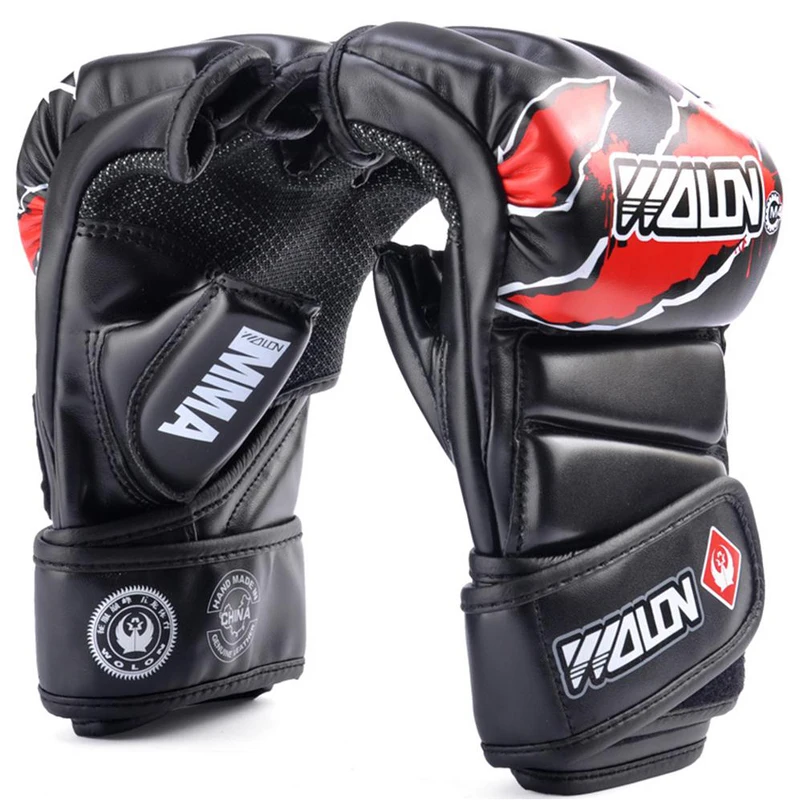 Wolon открытые пальцы женские/мужские Муай Тай боксерские ММА перчатки для