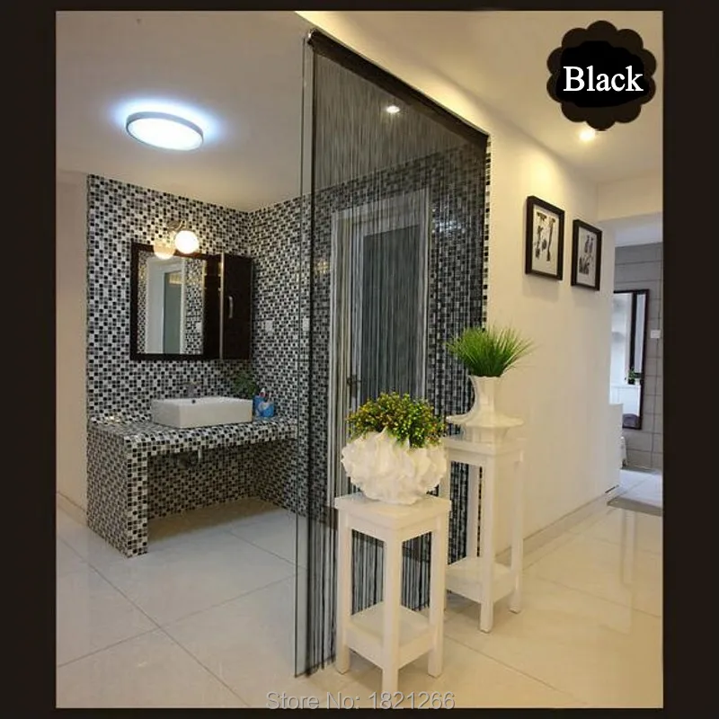 Одноцветная струнная занавеска 300*300 см, черная, белая, зеленая, Классическая линия, занавеска, для окна, штора, балдахин, перегородка для комнаты, декоративная дверь