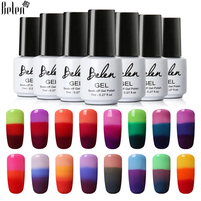 Гель лак для ногтей Belen термо меняющий цвет отмачиваемый УФ светодиодный