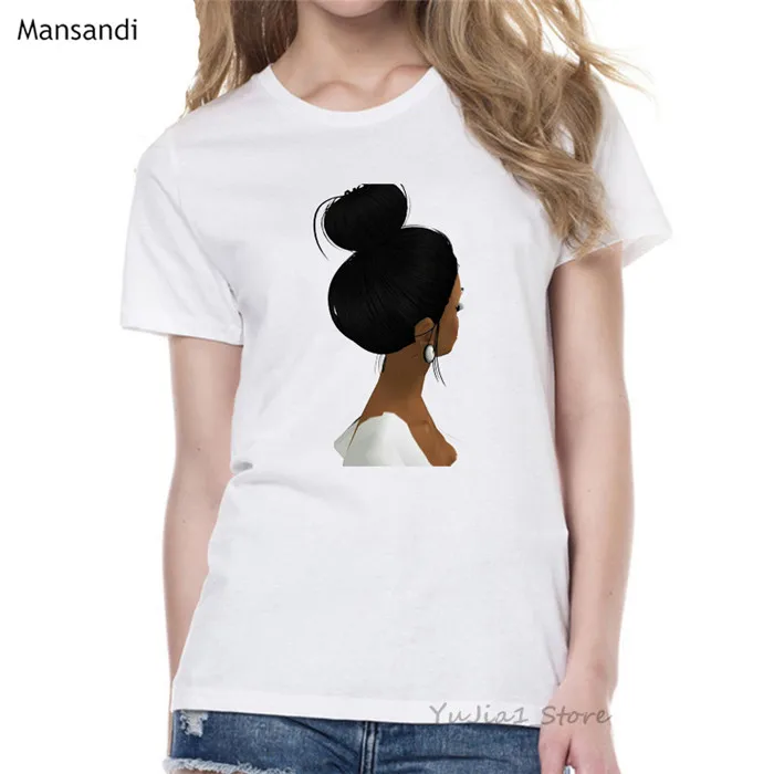 Y52411 Melanin Poppin футболка vogue Футболка женская черная африканская кудрявая волосы девушка футболка с принтом femme harajuku одежда женская футболка Топы - Цвет: Y52411