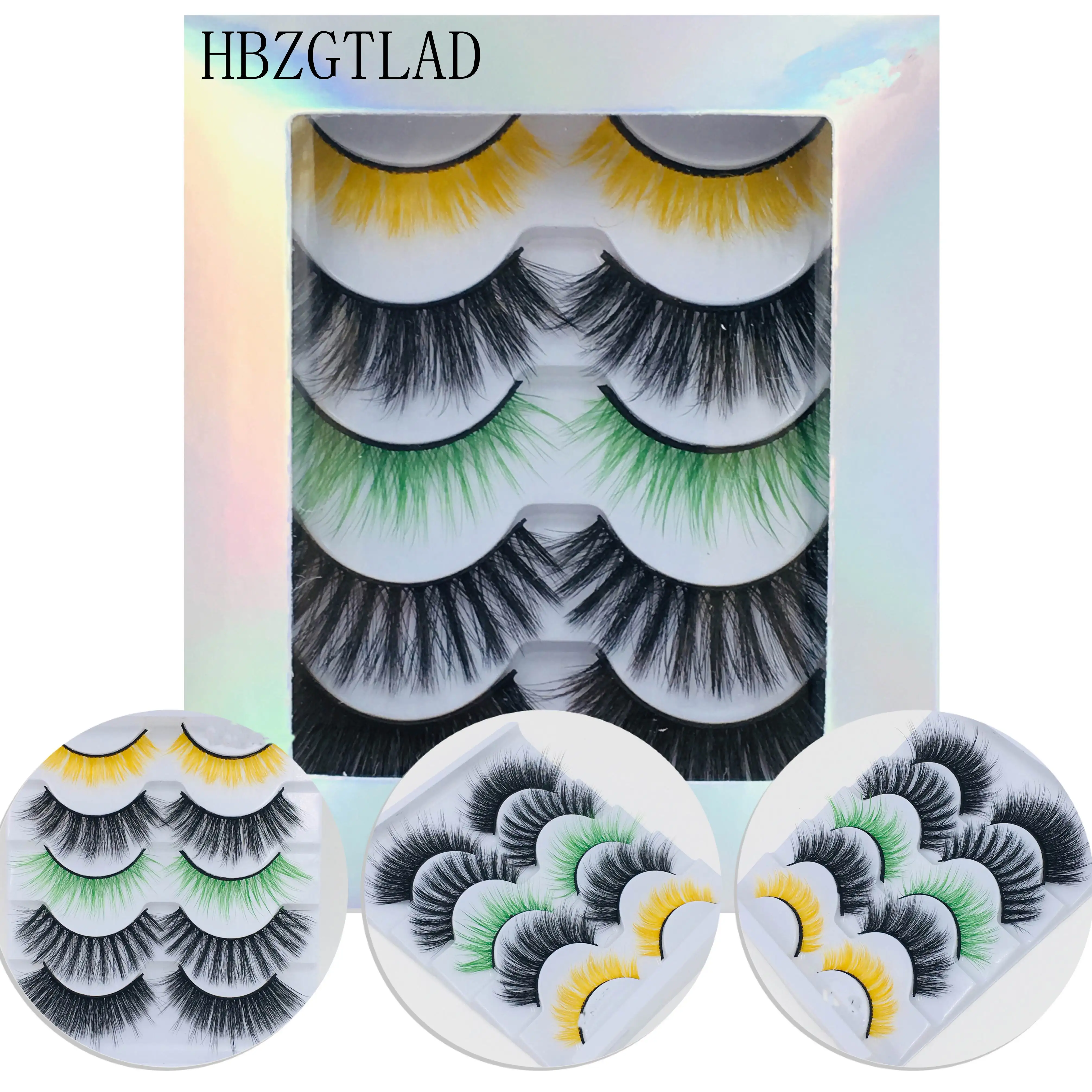

Colored black 3D Mink Hair False Eyelashes Criss-cross Wispy Cross Fluffy 22mm-25mm Lashes Extension Handmade Eye Makeup Tools