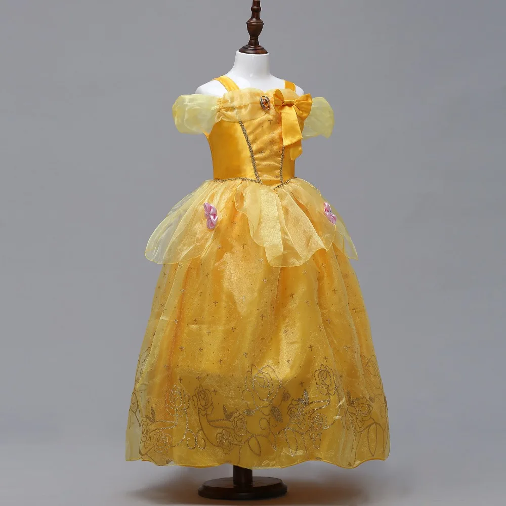 Cosplay Princess Belle Snow White Cinderella Dress Beauty and The Beast Girl Kid Clothes Costume Halloween Christmas Party | Детская