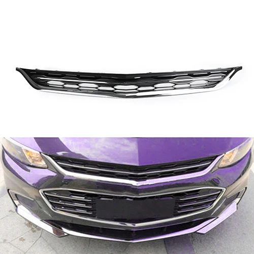 Upper Areyourshop сотовая сетка Хром передний бампер Верхняя и нижняя решетка для Chevy Malibu- передний комплект для гриля автомобильные аксессуары - Цвет: Upper