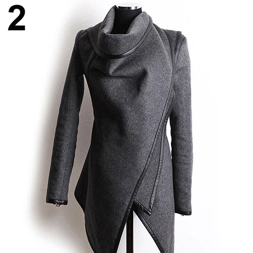 Light Gray Женская мода осень ассиметричное, неправильной формы с длинным рукавом пальто ветровка - Цвет: Light Gray